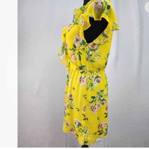 AEROPOSTALE SMALL summer dress YELLOW FLORAL RUFFLED ELASTIC WAIST SIZE SMALL - Picture 5 of 11
